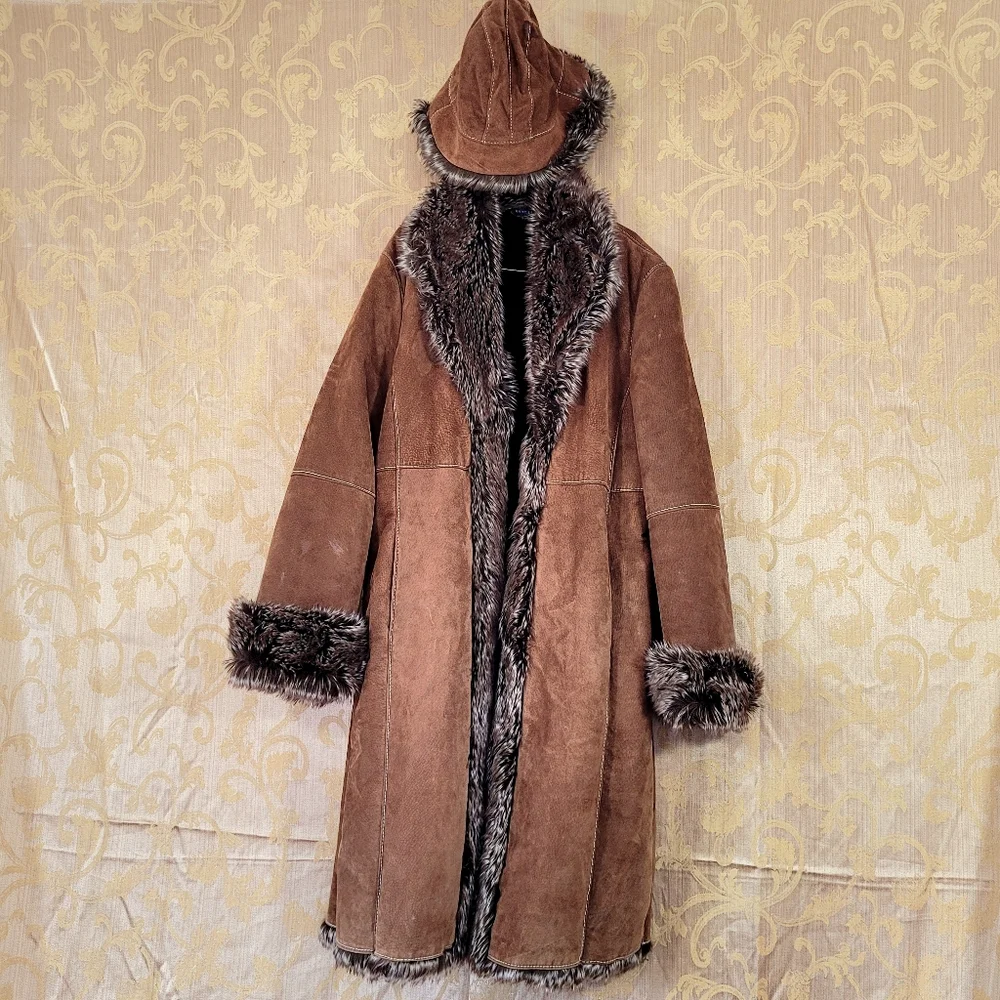 Vtg Wilsons Leather Penny Lane Suede Coat With Matching Hat Set Y2k Bratz Style - Picture 3 of 14